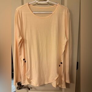 Peach Long Sleeve Womens Top Tunic Length w/Button Accents
